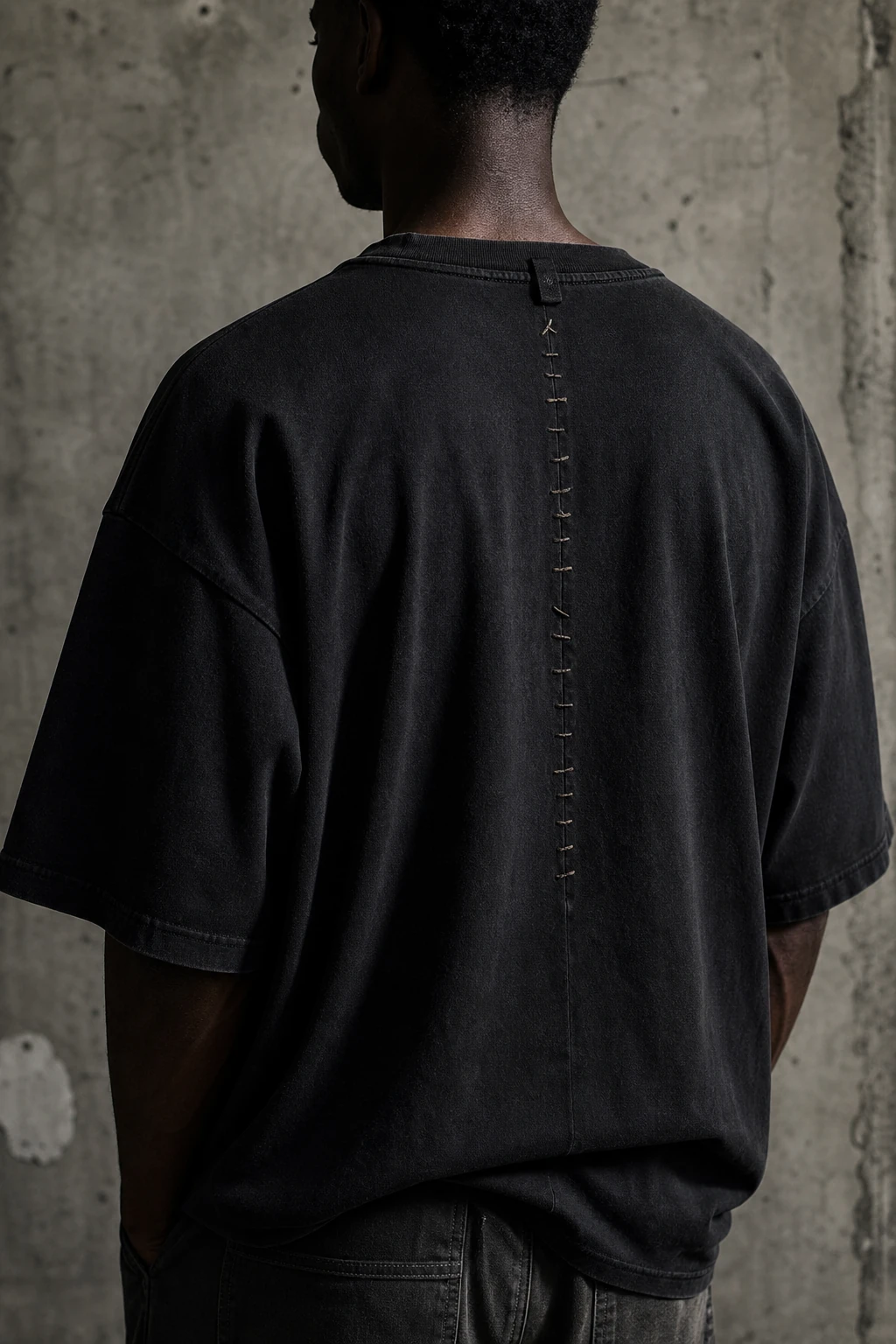 UNDERKNOT black garment stitch detail